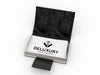 Professional - Black Leather Business Card Case & Holder - PU Leather Grain Wrapped Stainless Steel