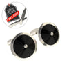 Professional - Cuff Link Set - In Stylish Black & Silver, Modern Circular Design
