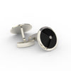Professional - Cuff Link Set - In Stylish Black & Silver, Modern Circular Design