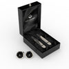 Professional - Cuff Link Set - In Stylish Black & Silver, Modern Circular Design