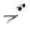 Professional - Cuff Link Set - In Stylish Black & Silver, Modern Circular Design