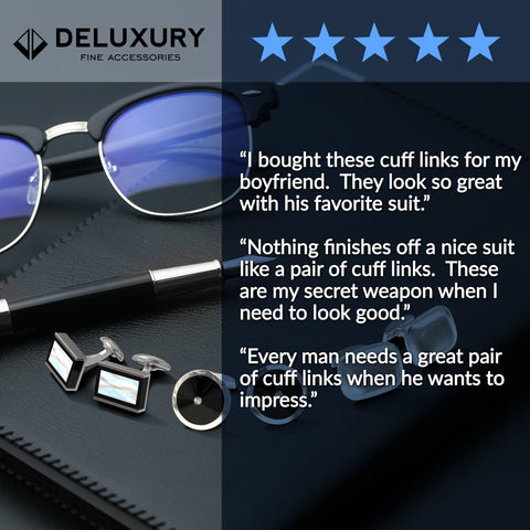 Professional - Cuff Link Set - In Stylish Black & Silver, Modern Circular Design