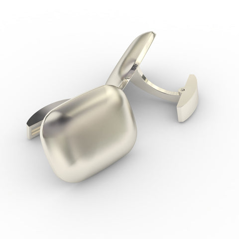 Professional - Modern Styled Brushed Steel Cuff Link Set - BONUS: Stainless Steel Collar Stays (2)