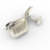 Professional - Modern Styled Brushed Steel Cuff Link Set - BONUS: Stainless Steel Collar Stays (2)