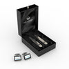 Professional - Mother Of Pearl Cuff Link Set - Modern Design With Bonus Stainless Steel Collar Stays